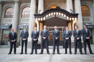 grooms outside of the mayo