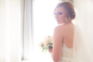 bride looking over shoulder