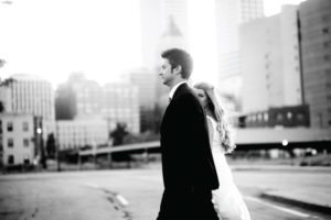 b&w bride and groom