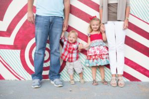 family with small boy and girl