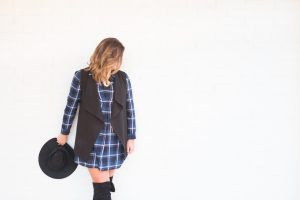 CC & Mike Holiday Outfit Ideas - Plaid Dress and Over the Knee Boots 4