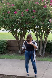 Trends To Try High Waisted Jeans affordable striped cardigan best high waisted jeans for moms leather earrings affordable black studded mules