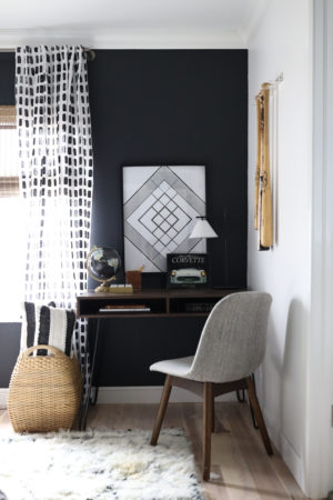 How-to-Use-Rust-Oleum-Studio-Color-Wall-Paint black wall paint boys bedroom desk area