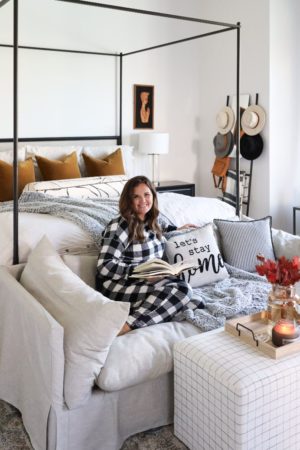 sherpa blanket + Let’s stay home pillow